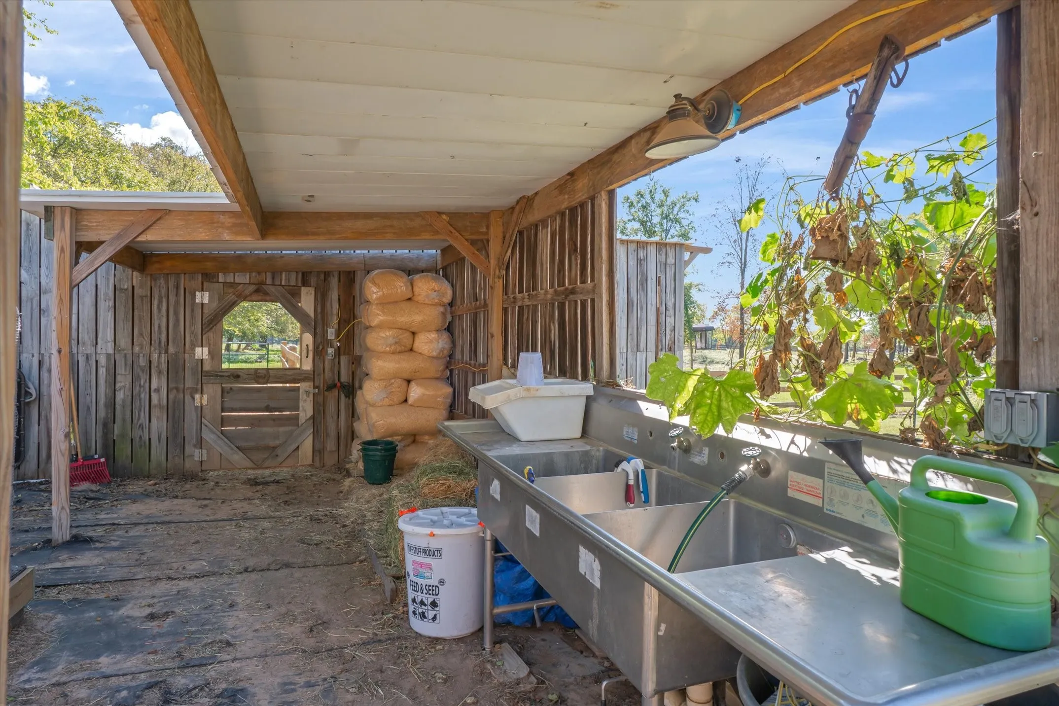 Sink area just off the barn stalls and gardens