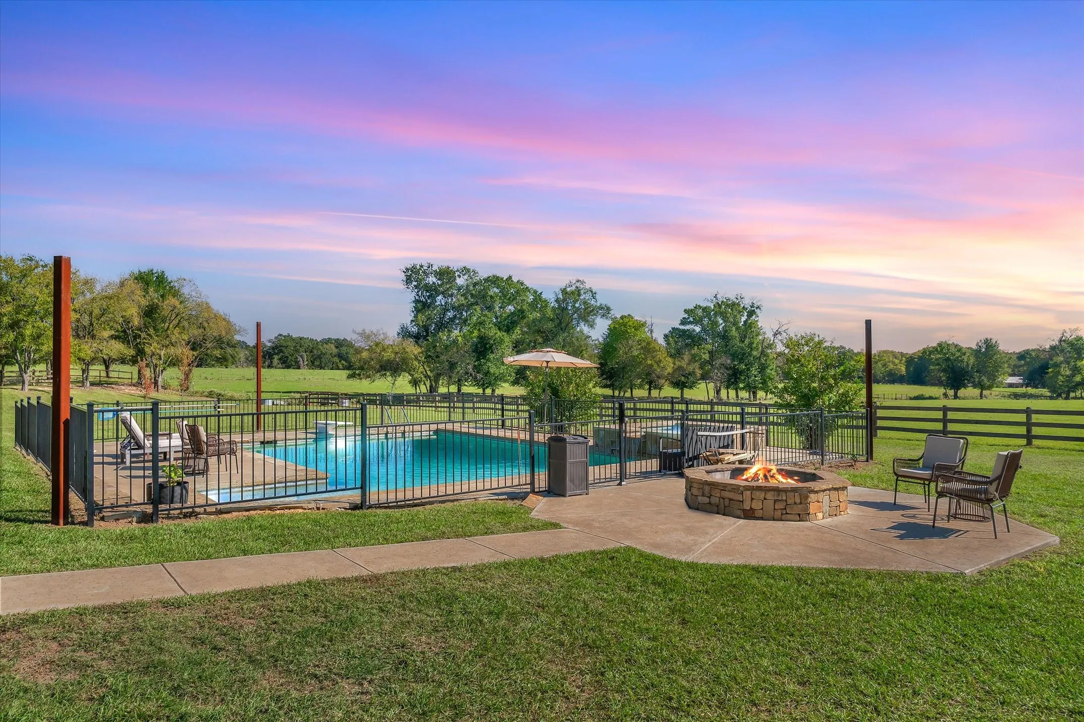 Pool and firepit is ready for entertaining or just relaxing