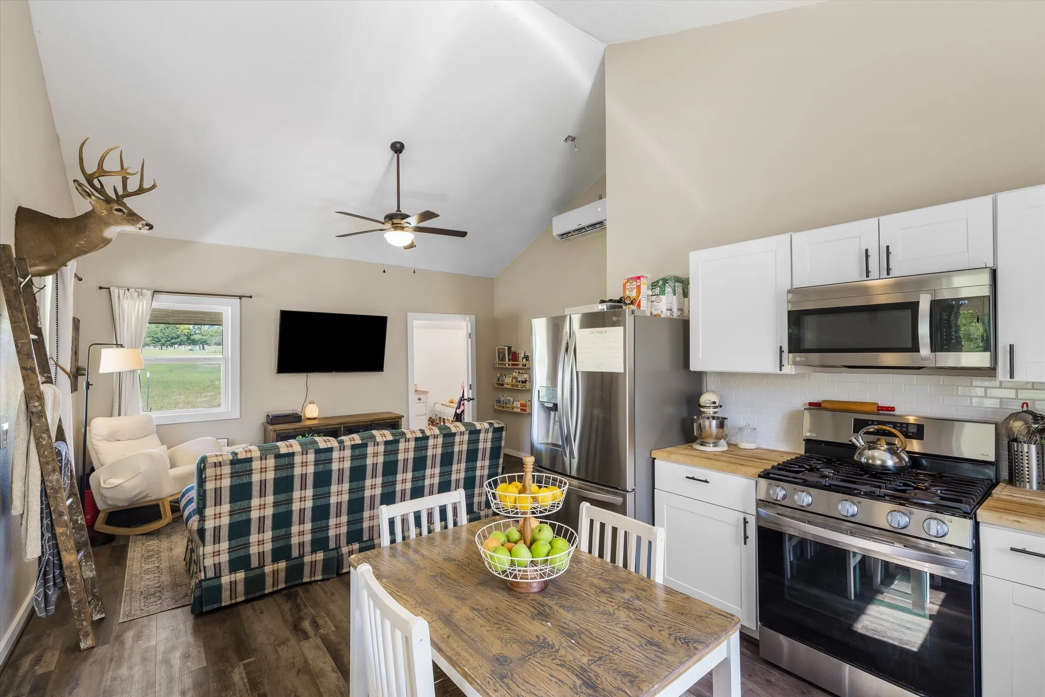 Inside Tiny home 2. Separate bedrooms and heated and cooled with a mini split.