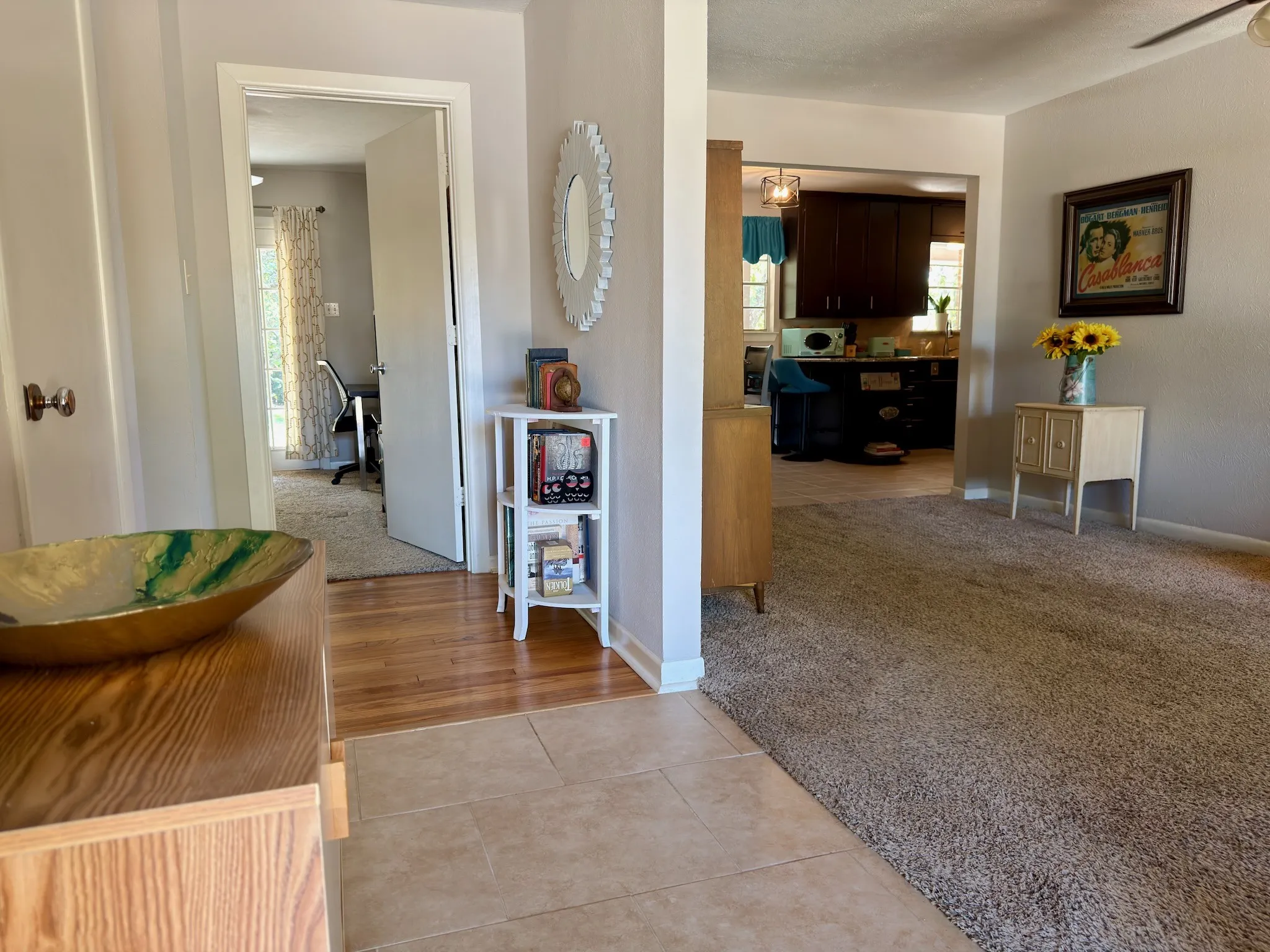 4x15 Entry featuring ceramic tile flooring, natural wood-finish flooring