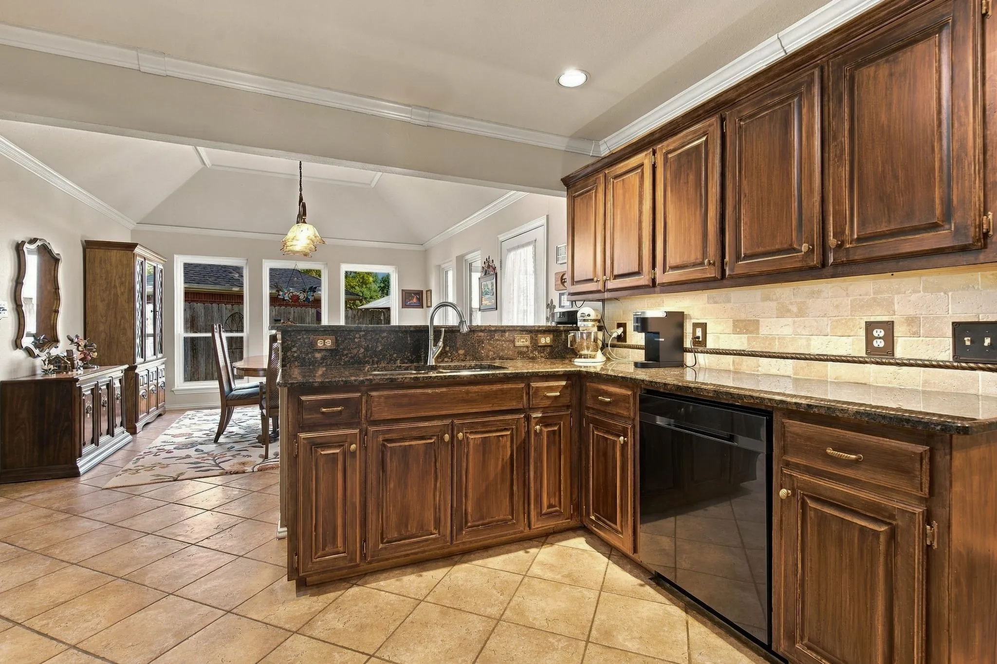 Travertine Tile Backsplash.