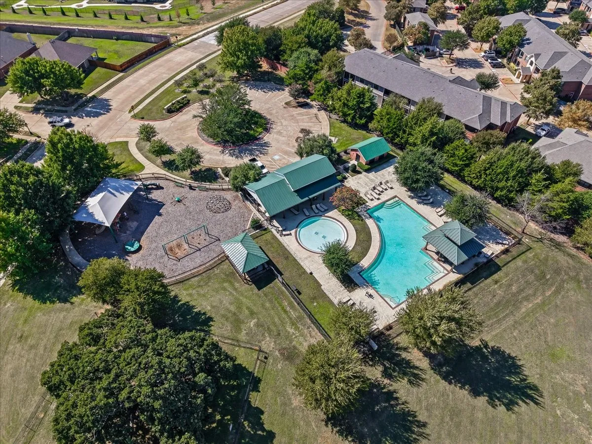 Aerial View of Community Pool, playground and Amenity Center