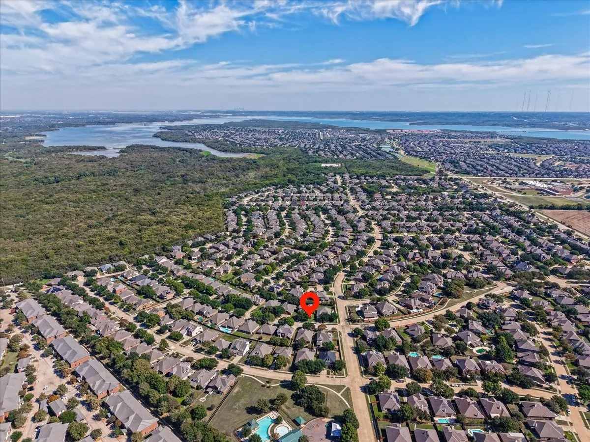 Aerial view of the home and surroundings