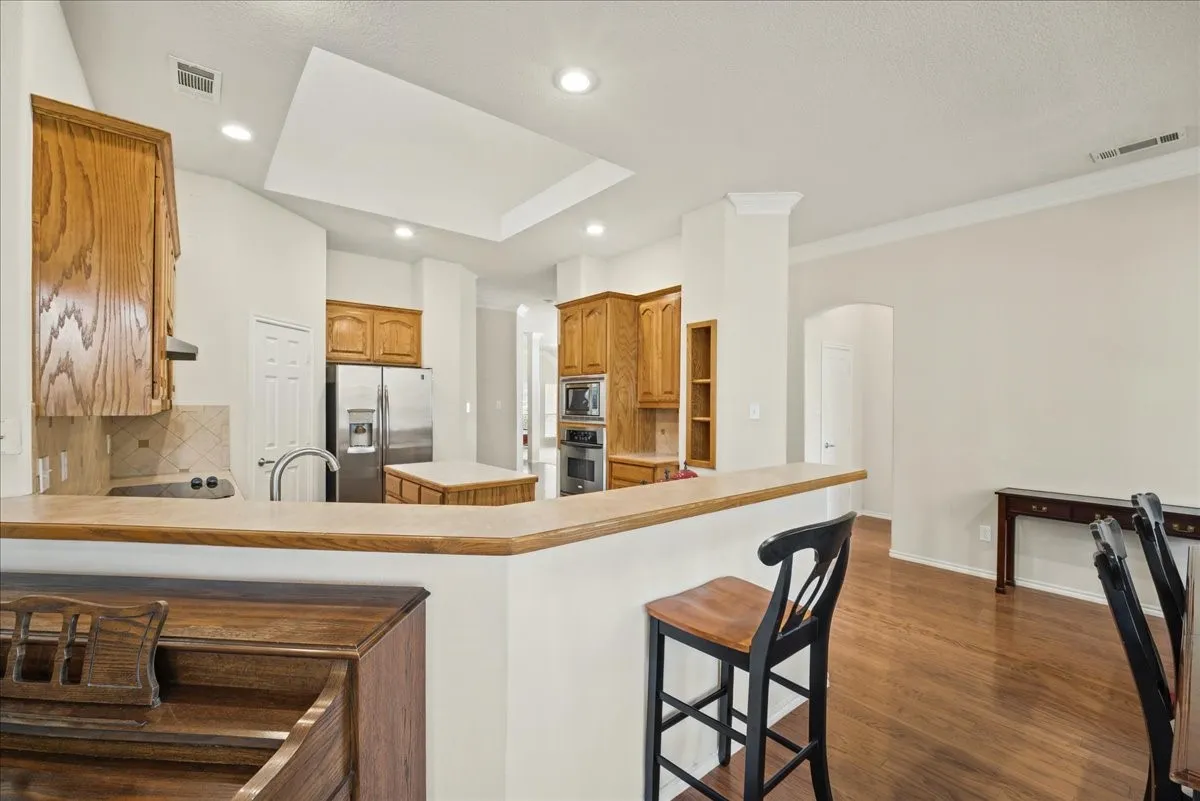 Breakfast bar overlooking kitchen