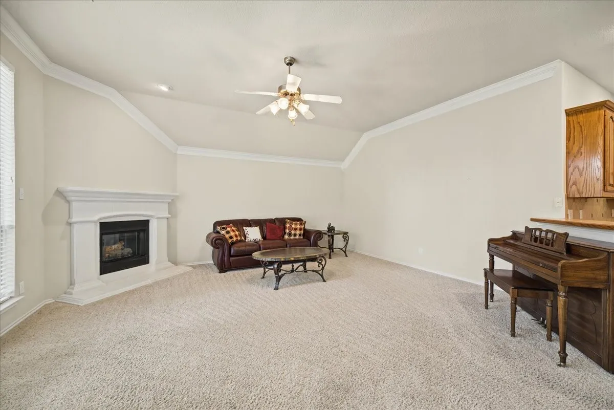 Family Room with cozy gas log fireplace