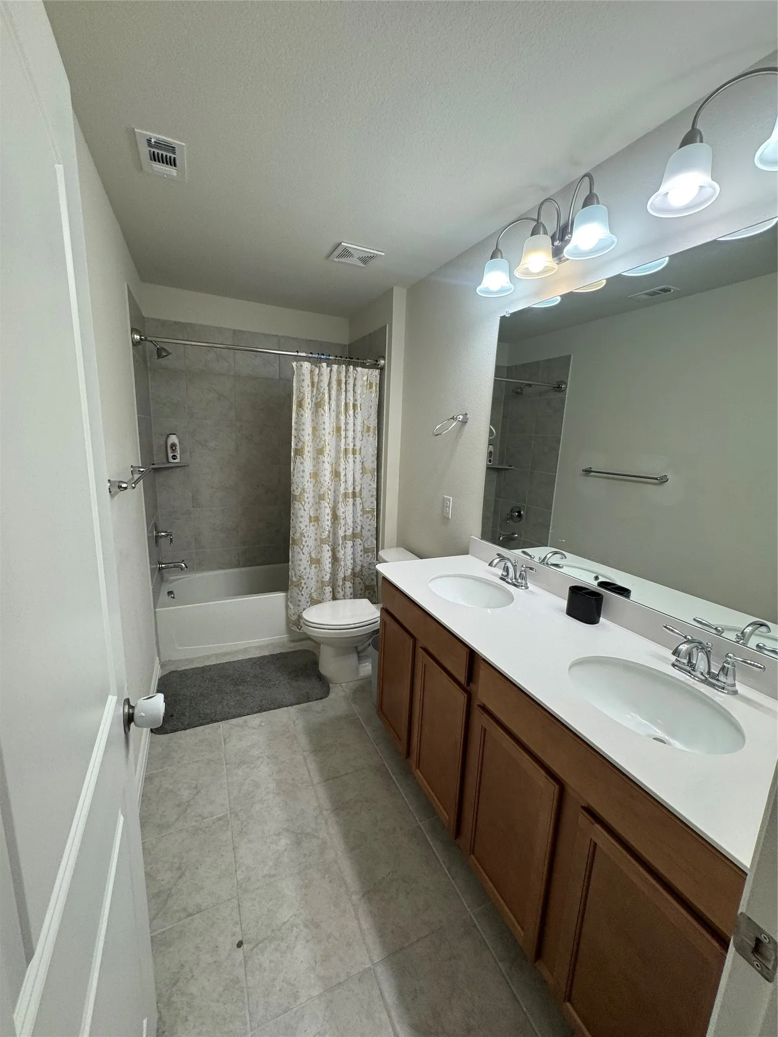 Spacious double vanity area.
