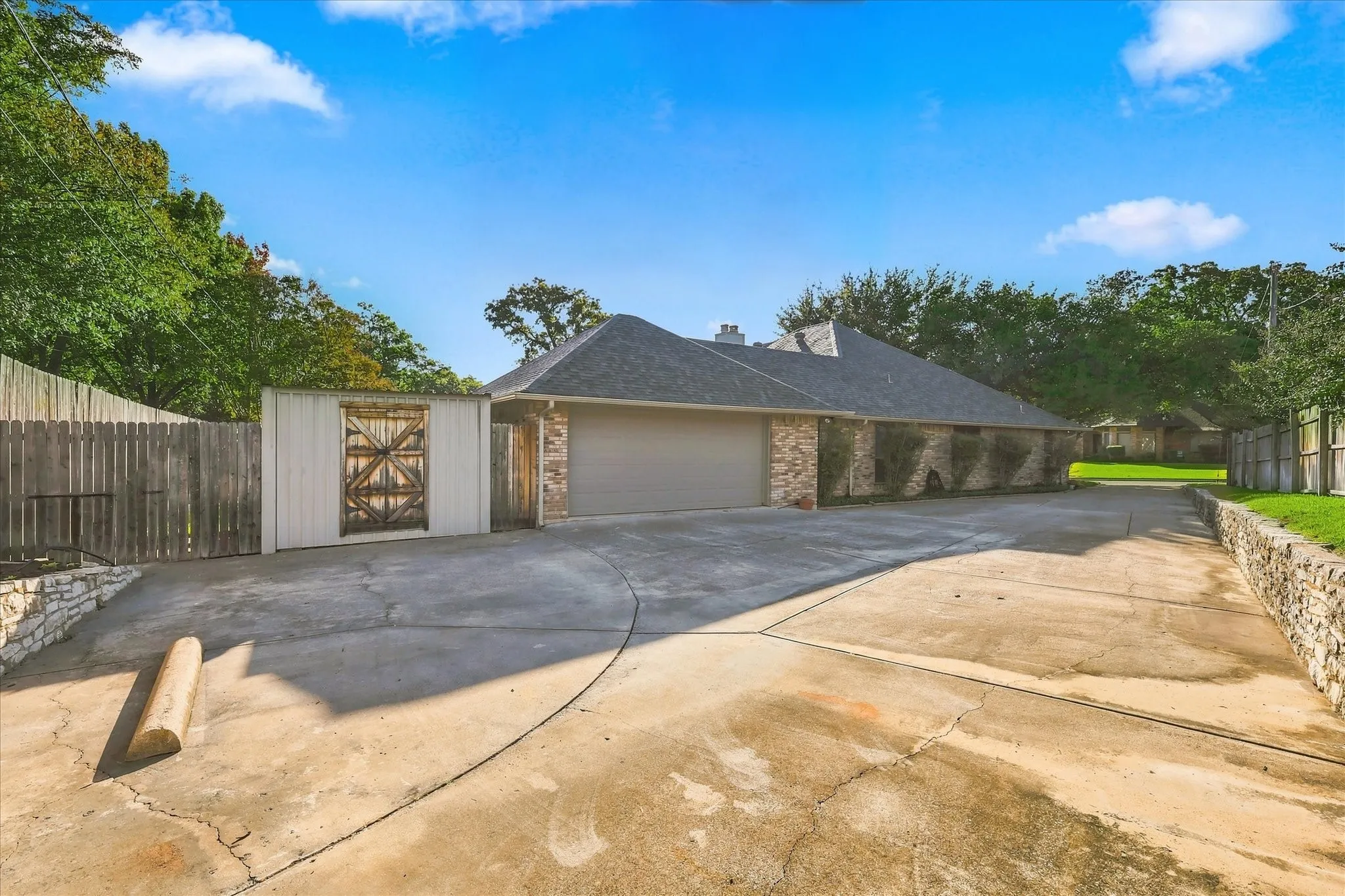 Two-car garage and driveway.