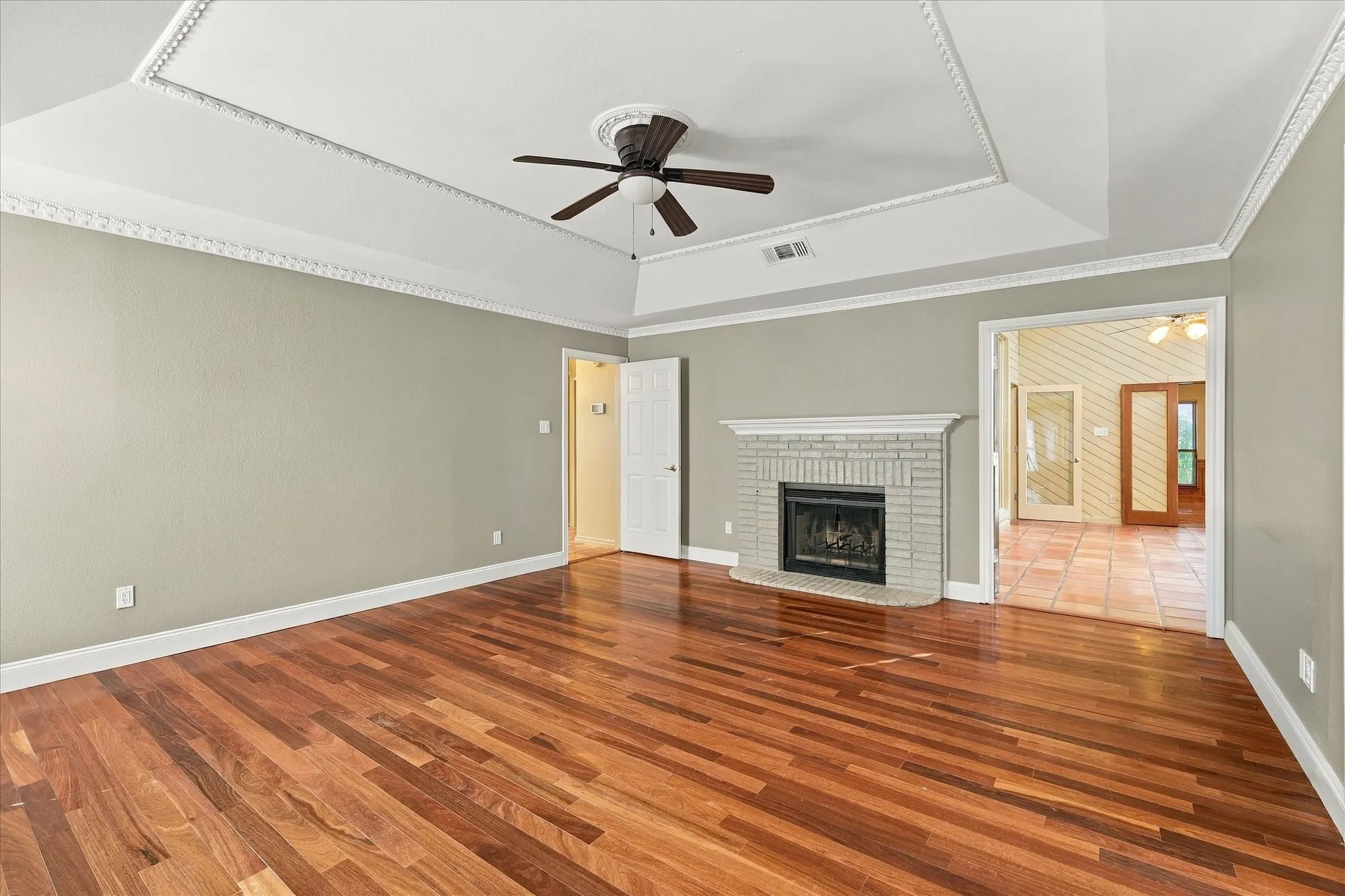 With fireplace.