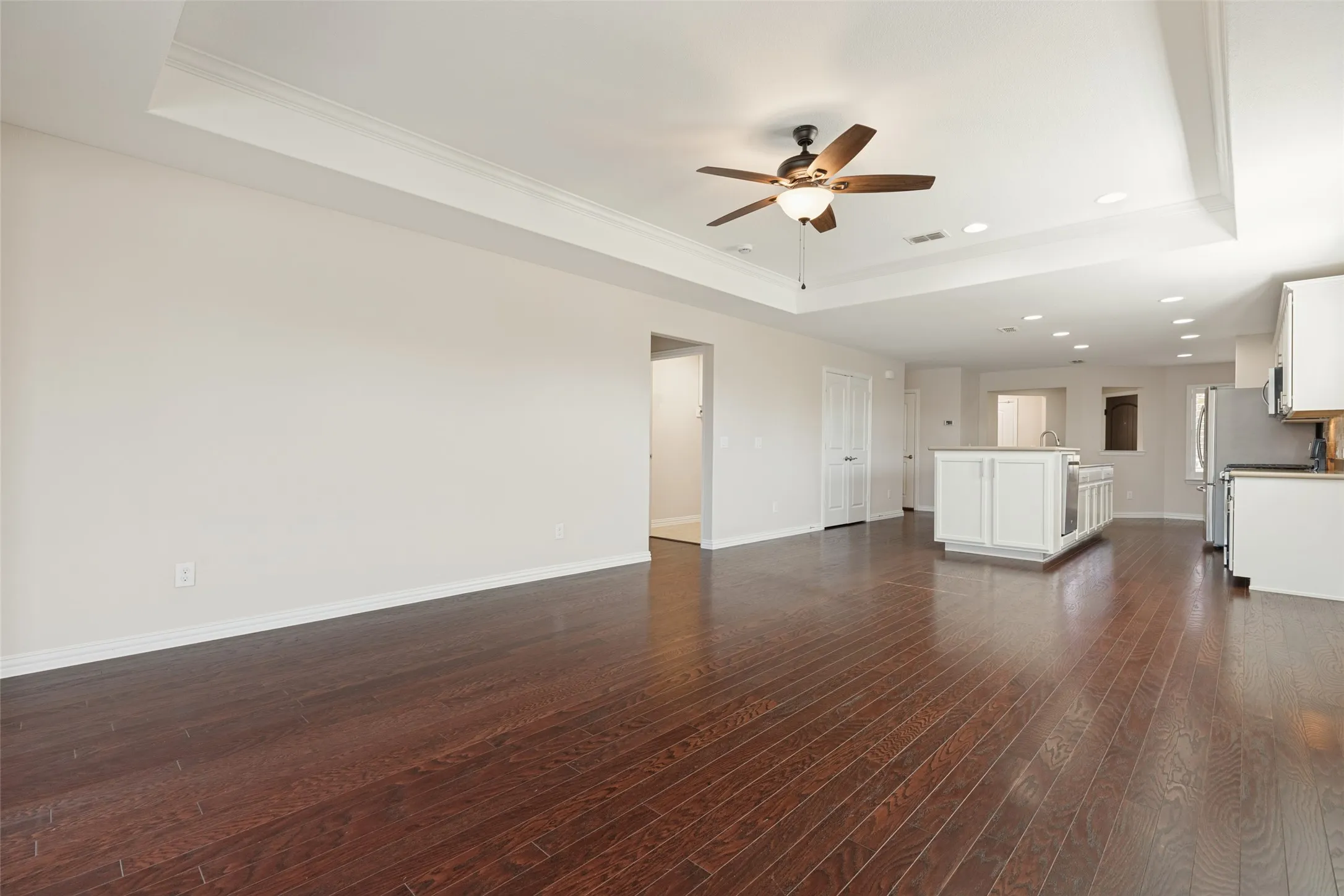 THE COFFER CEILING WITH CROWN MOLDING ADDS A GREAT TOUCH
