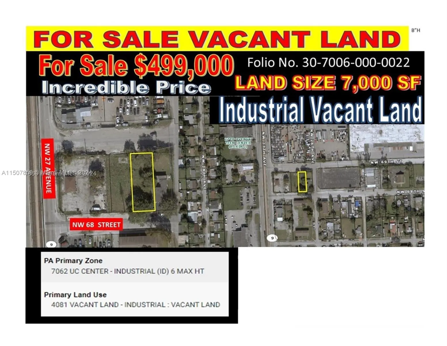 Land Nw 27 Ave And Nw 68 Street, Miami, Florida 3, Miami, Florida 33147, ,Land,For Sale, Land Nw 27 Ave And Nw 68 Street, Miami, Florida 3,A11507858
