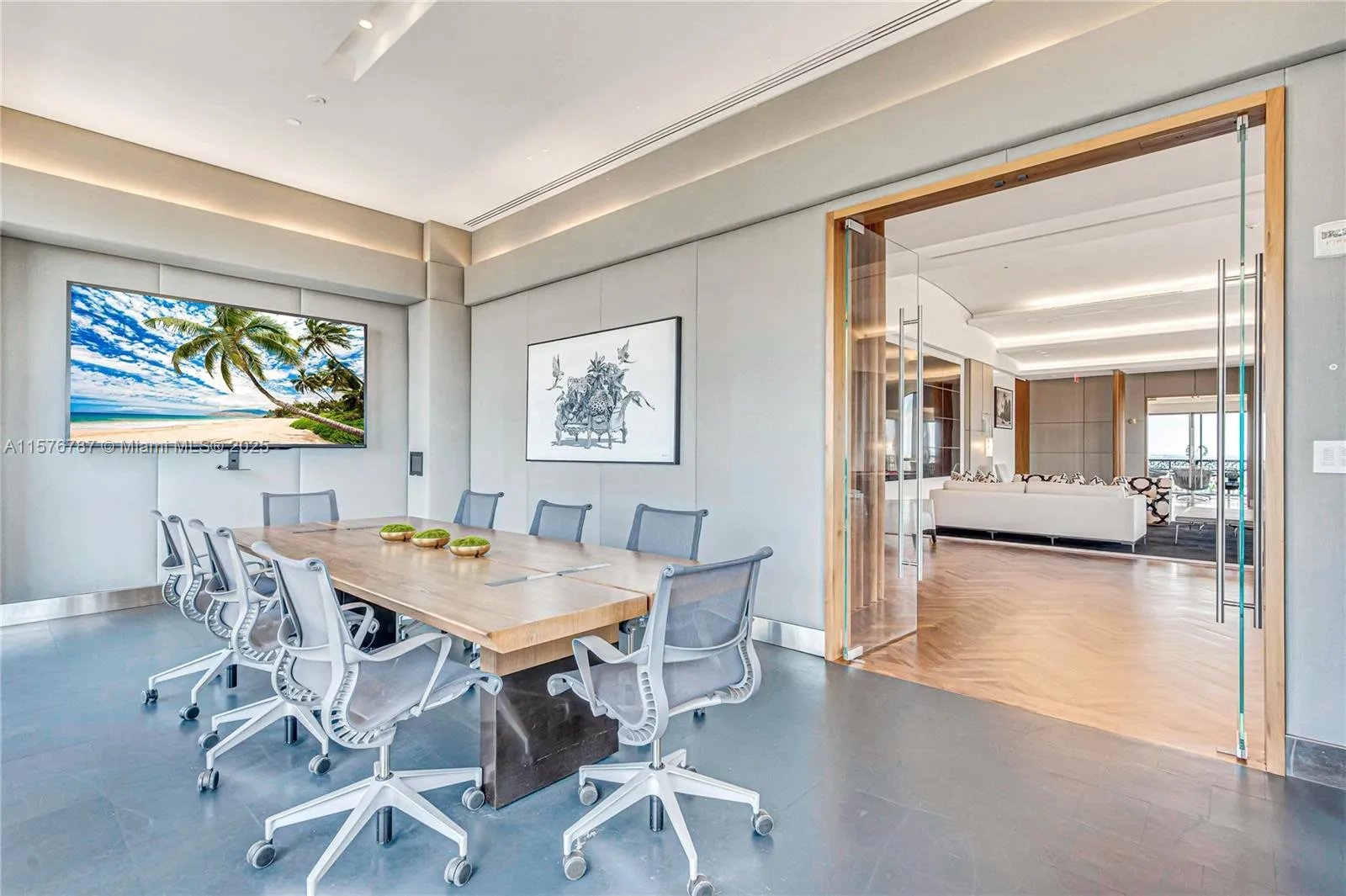 Executive conference room looking into executive sitting area
