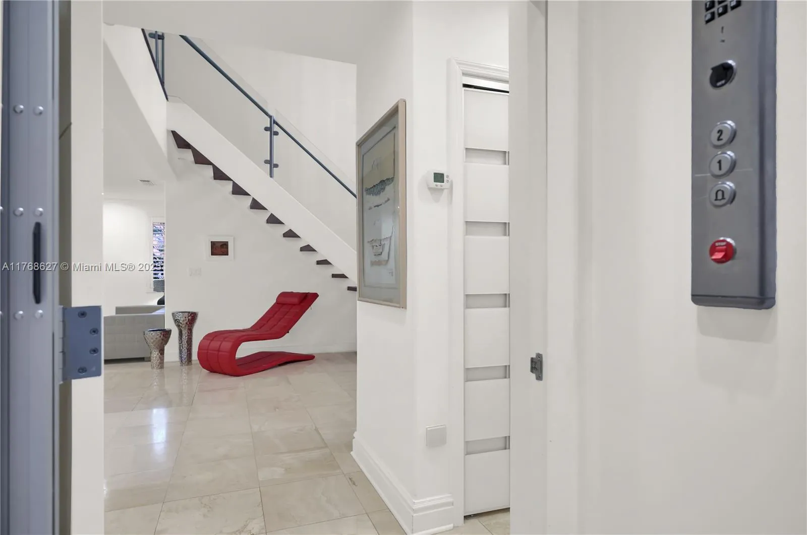 First-floor entrance to elevator.