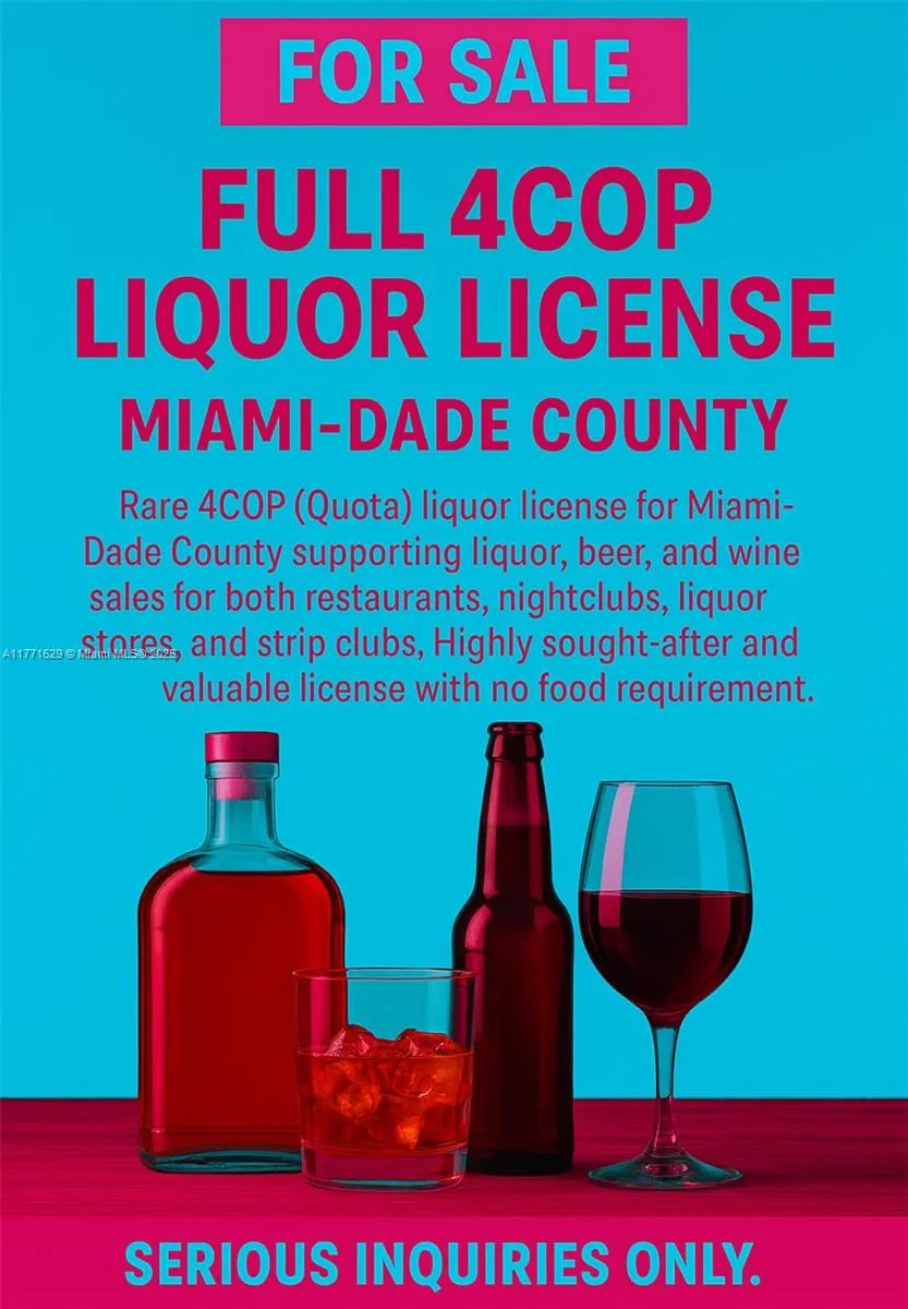 4cop Full Quota Liquor License, Miami, Florida 331, Miami, Florida 33139, ,Business Opportunity,For Sale,4cop Full Quota Liquor License, Miami, Florida 331,A11771629 4cop Full Quota Liquor License, Miami, Florida 331, Miami, Florida 33139, ,Business Opportunity,For Sale,4cop Full Quota Liquor License, Miami, Florida 331,A11771629