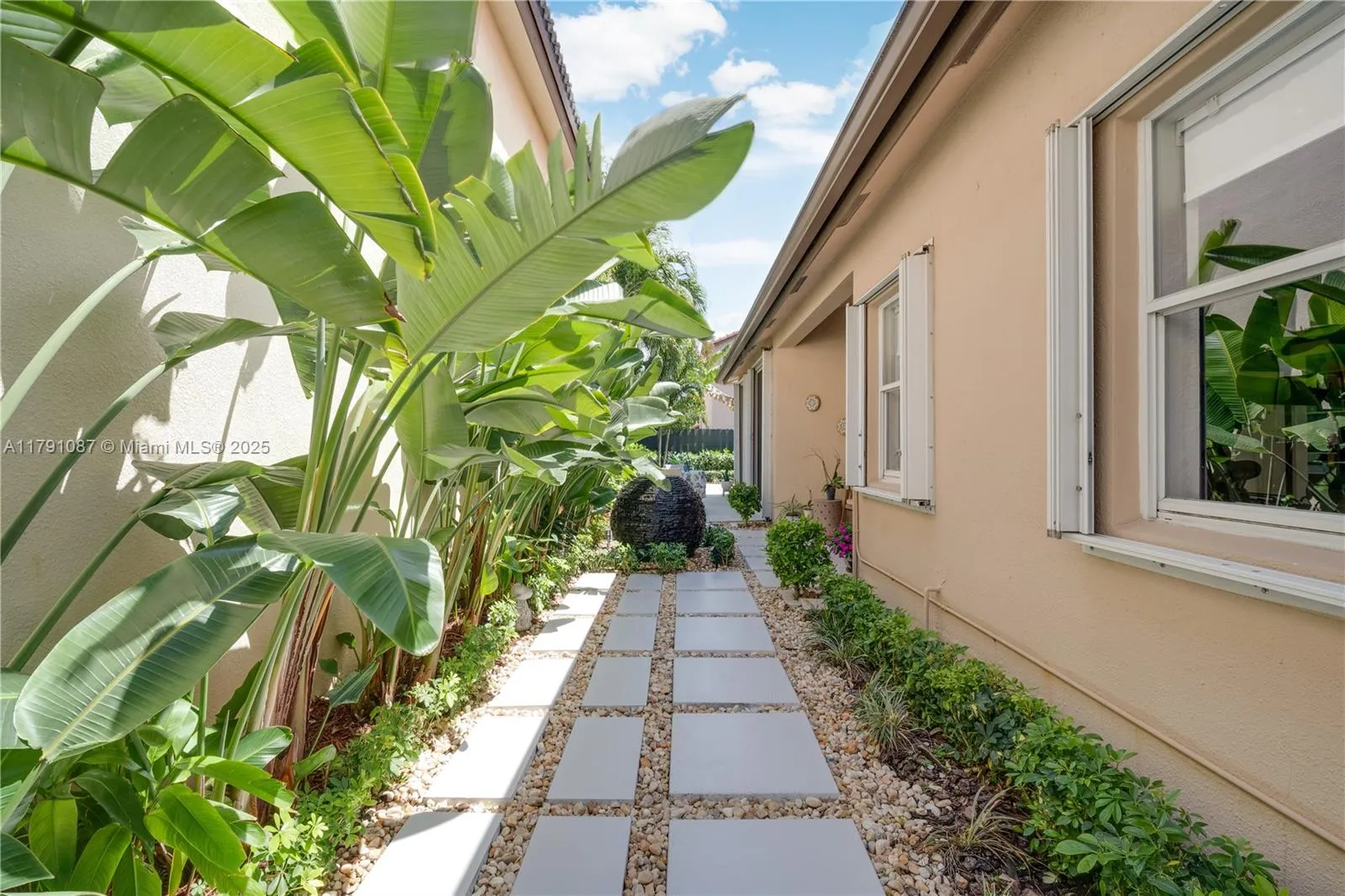 Side yard purposely designed for low maintenance