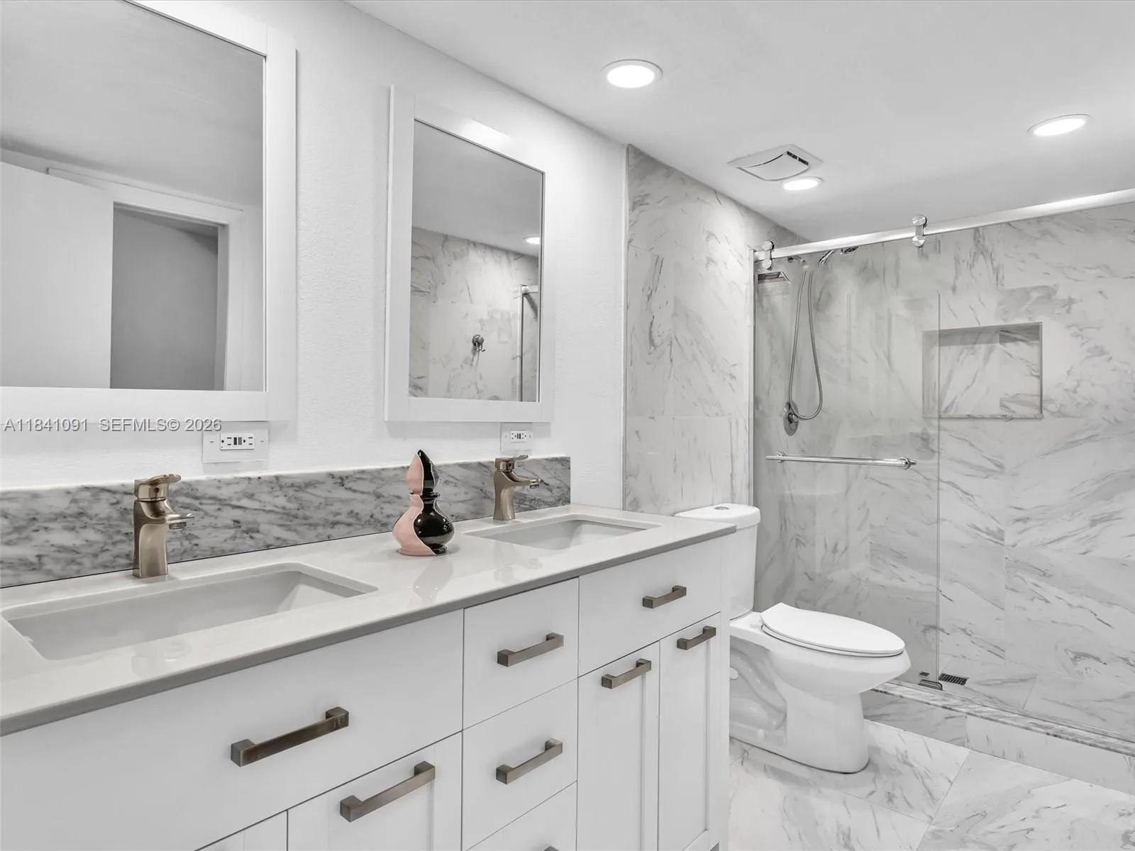 Tastefully Remodeled primary bathroom.