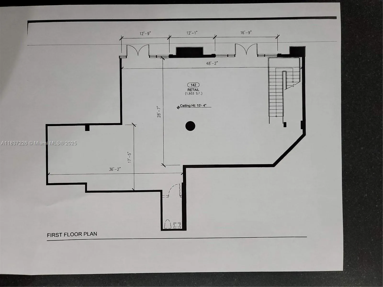 First Floor Plan - with easy entry for retail or office needs.  Open, bright and accessible.