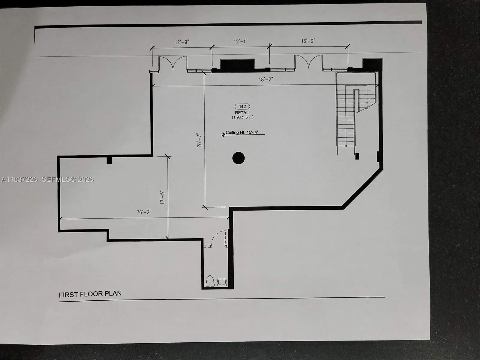 First Floor Plan - with easy entry for retail or office needs.  Open, bright and accessible.