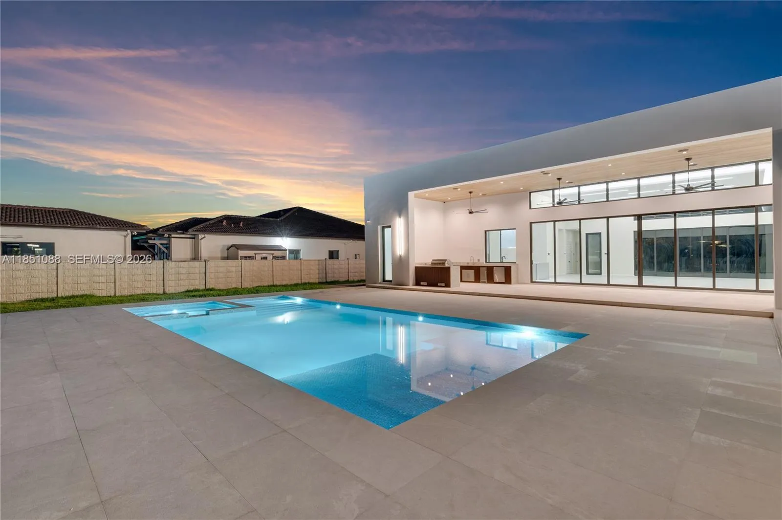 Pool area night view
