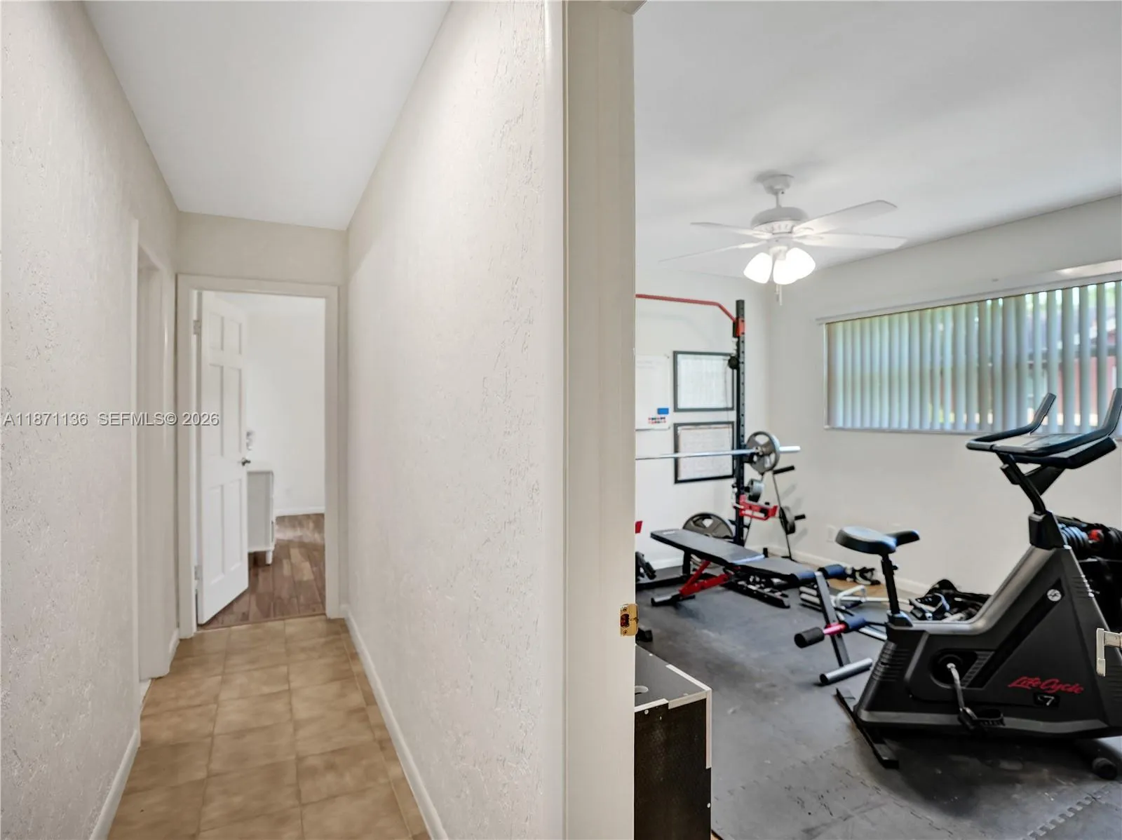 Hallway towards exercise room and bedroom