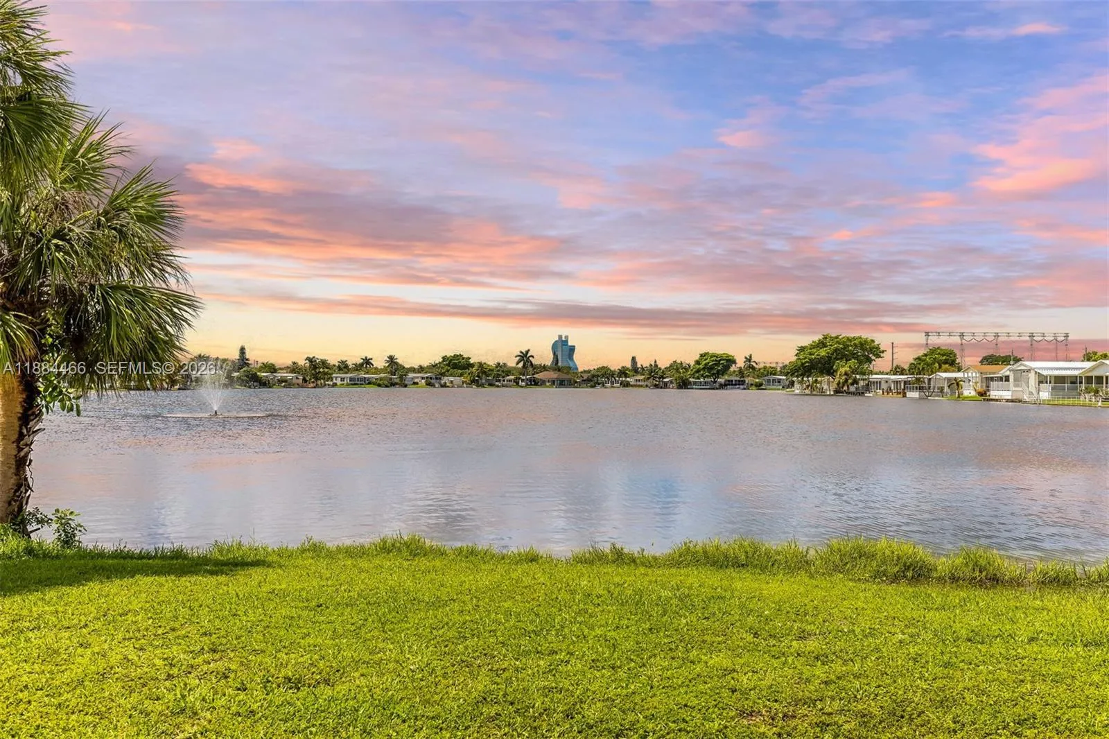 Twilight view. Hardrock guitar hotel from Clubhouse grounds