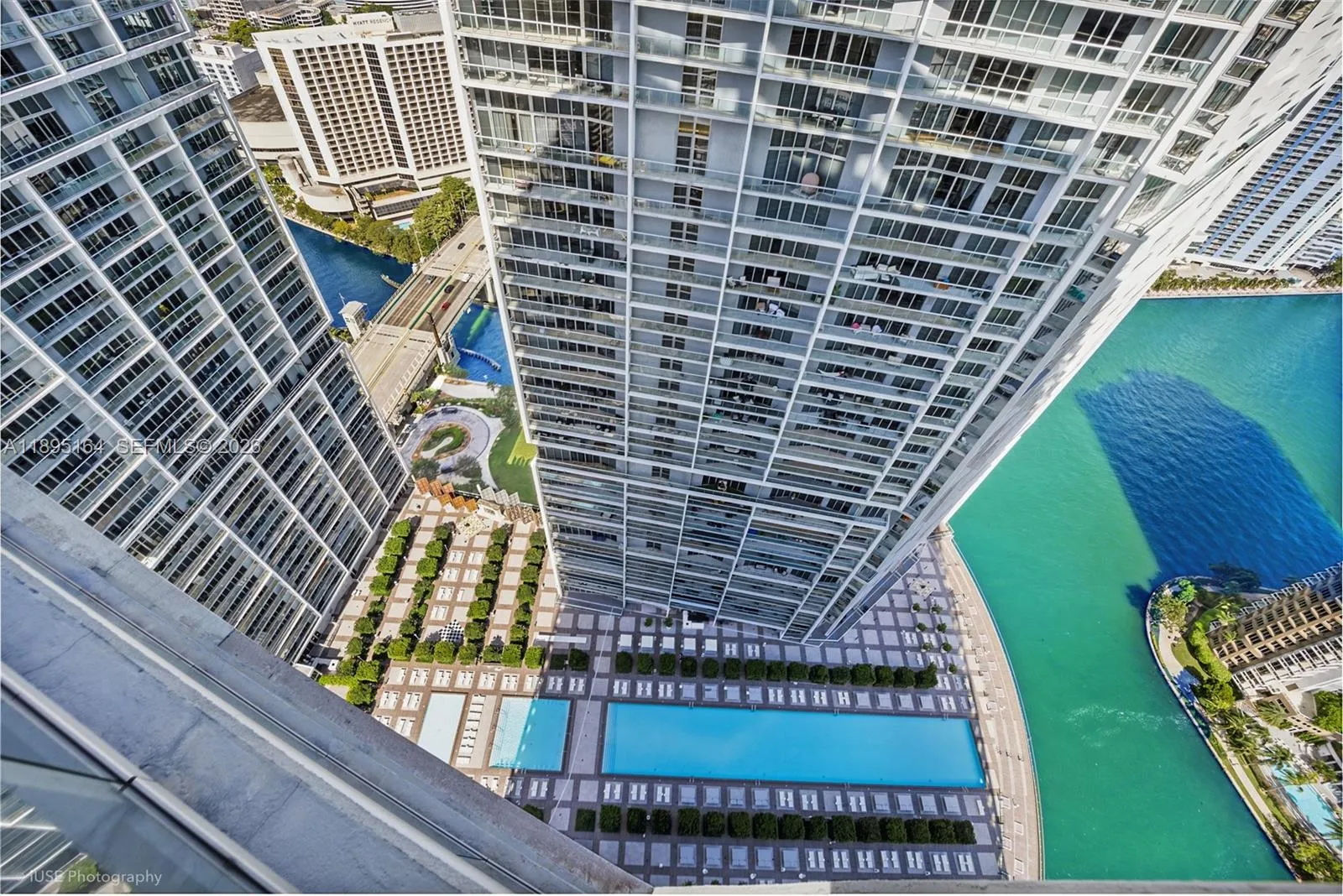 View of the pool from the balcony