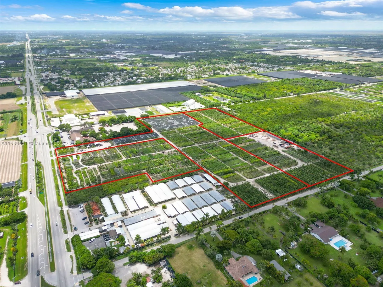 27.61 AC ON KROME AVE - MULTI FOLIO PROPERTY TURNKEY NURSERY BUSINESS. 527 FT ENTRANCE ON  KROME AVE  & 333 FT ON SW 192 ST - NORTHERN VIEW