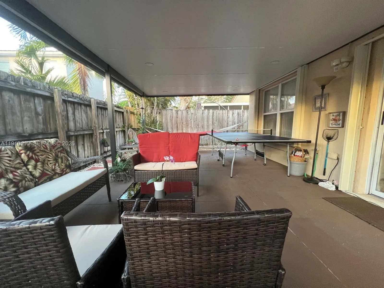 Private backyard with roof