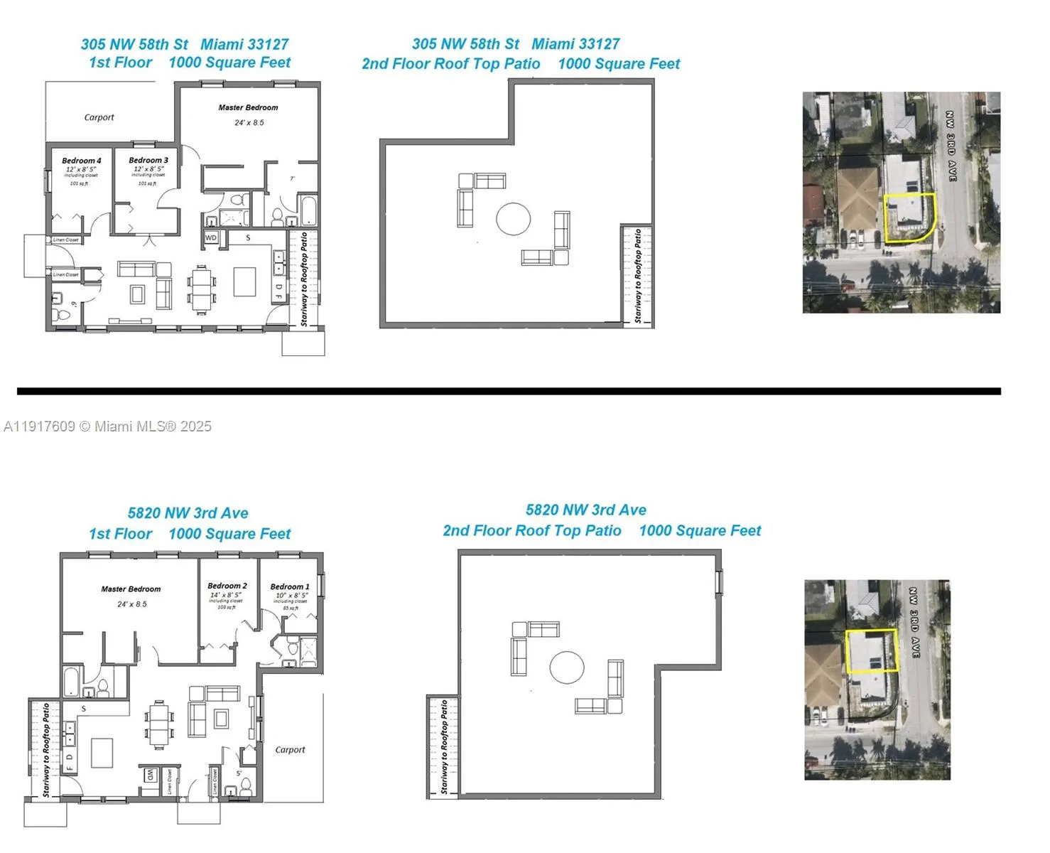 Floor plans of both units of duplex; same sq footage under air