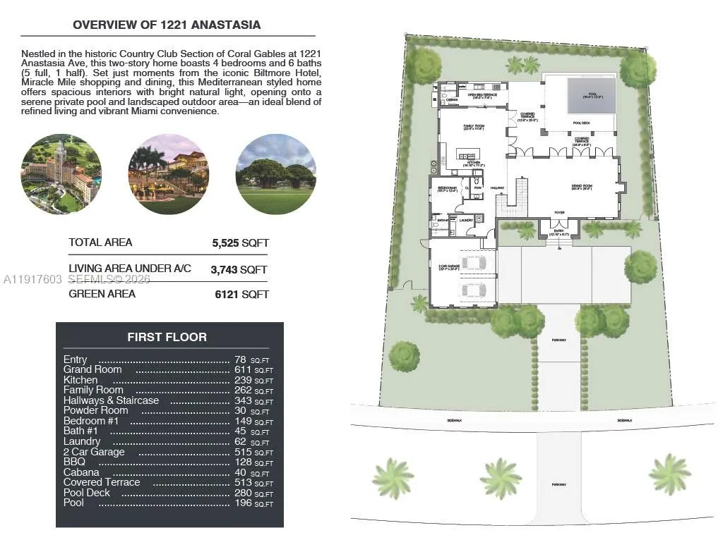 1221 Anastasia Ave, Coral Gables, Florida 33134, Coral Gables, Florida 33134, 4 Bedrooms Bedrooms, 5 Rooms Rooms,5 BathroomsBathrooms,Residential,For Sale,1221 Anastasia Ave, Coral Gables, Florida 33134,A11917603