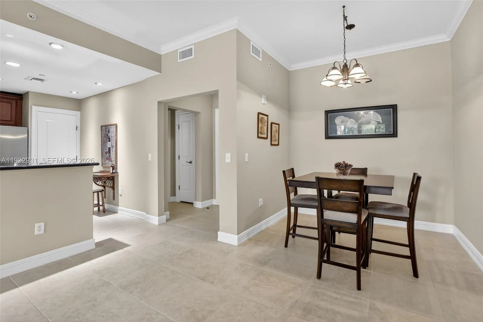 Plenty of room for your China cabinet and buffet in the dining area.