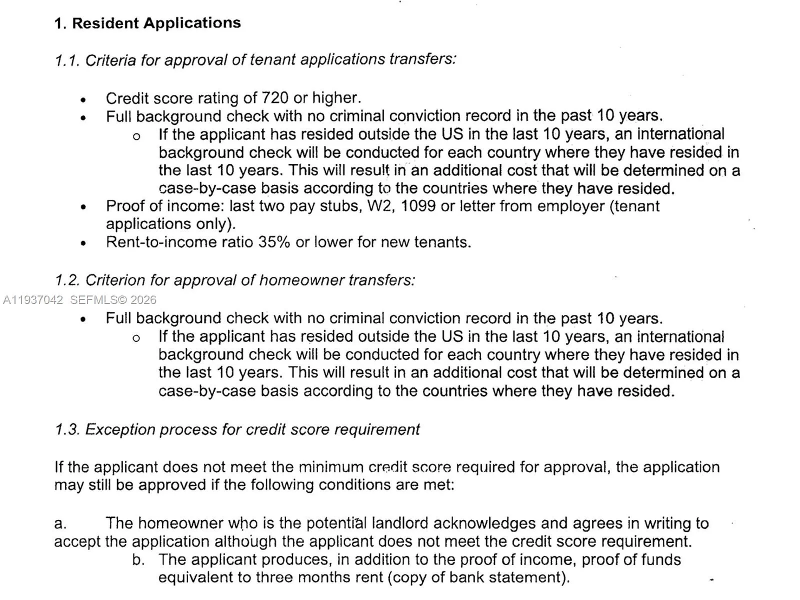 HOA REQUIREMENTS