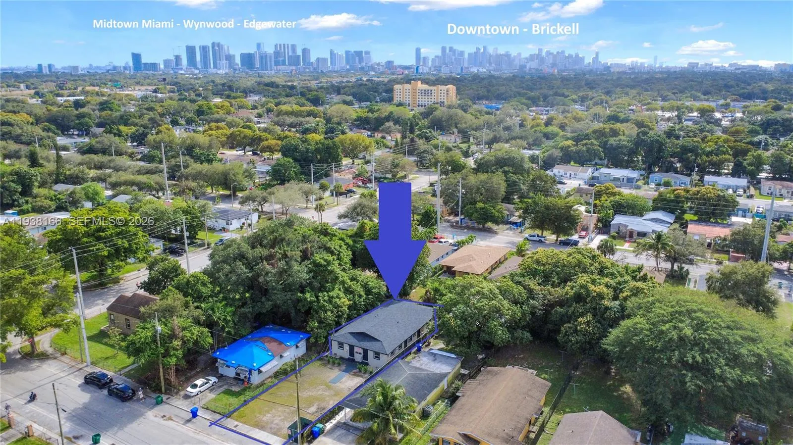 View towards Brickell, Midtown & Design District.  Drive from 58th to 54th and east to Buena Vista & Morningside.