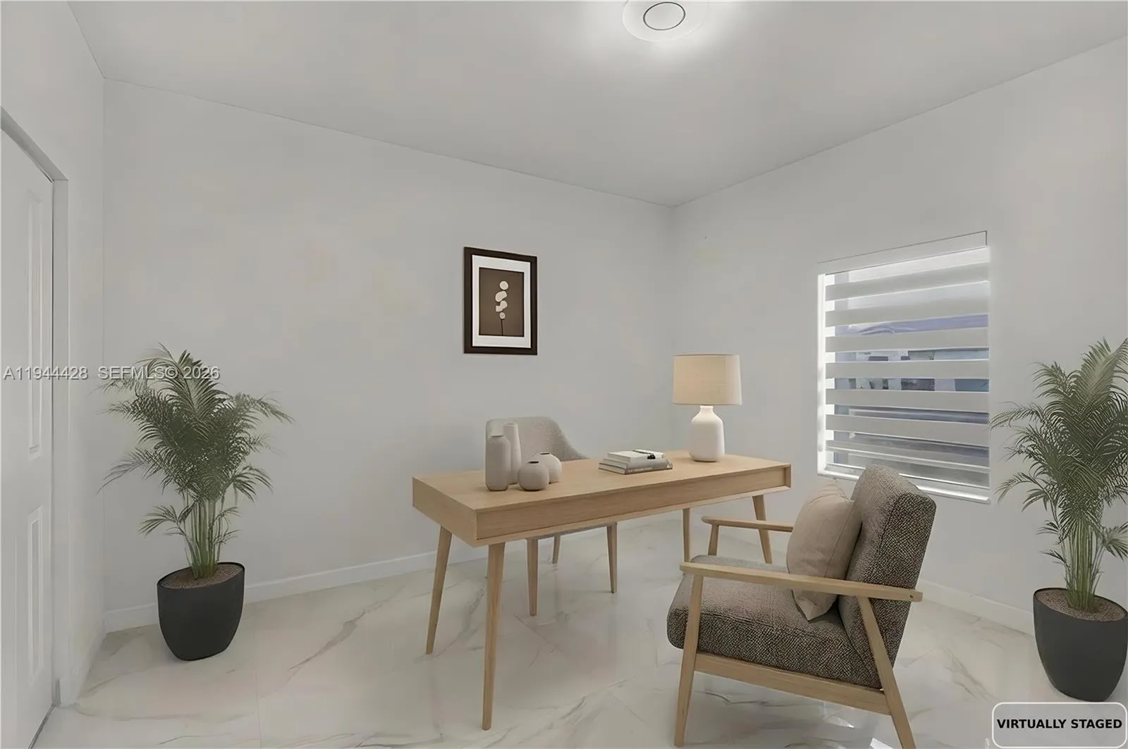 virtually staged office room