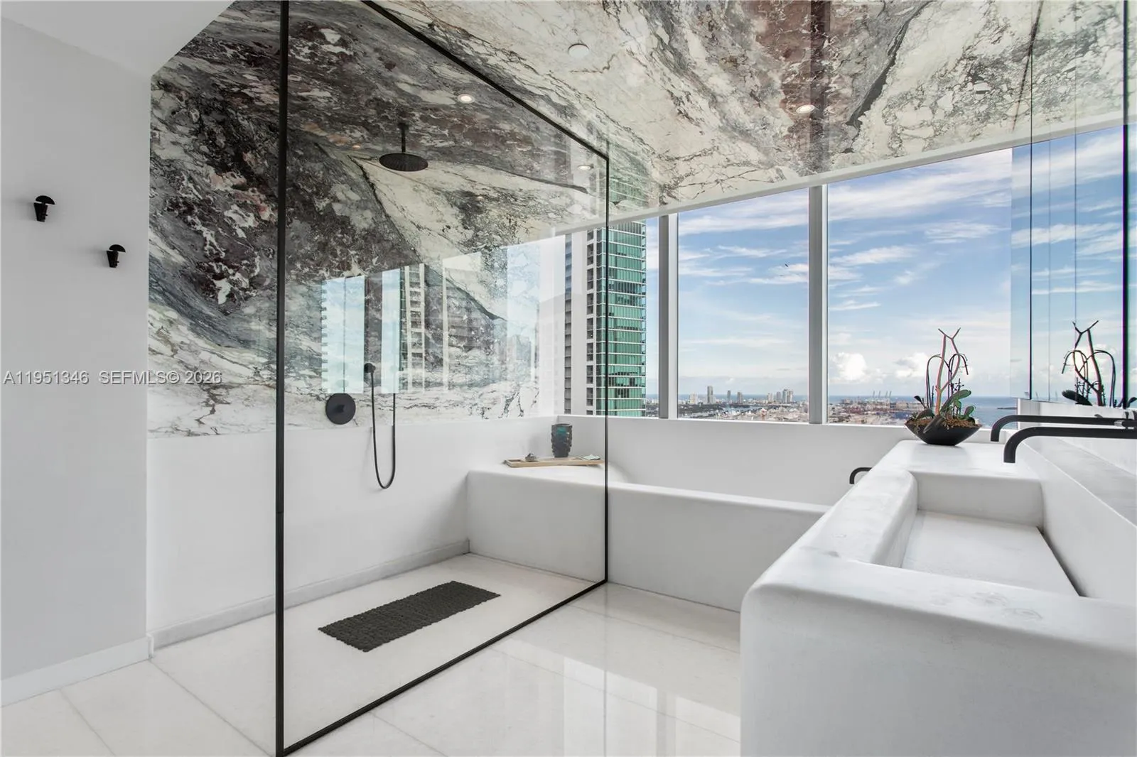 Dramatic Viola Marble on Ceilings and in Shower