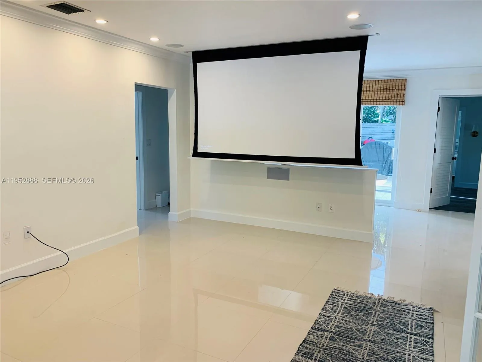 Living room dropdown screen.