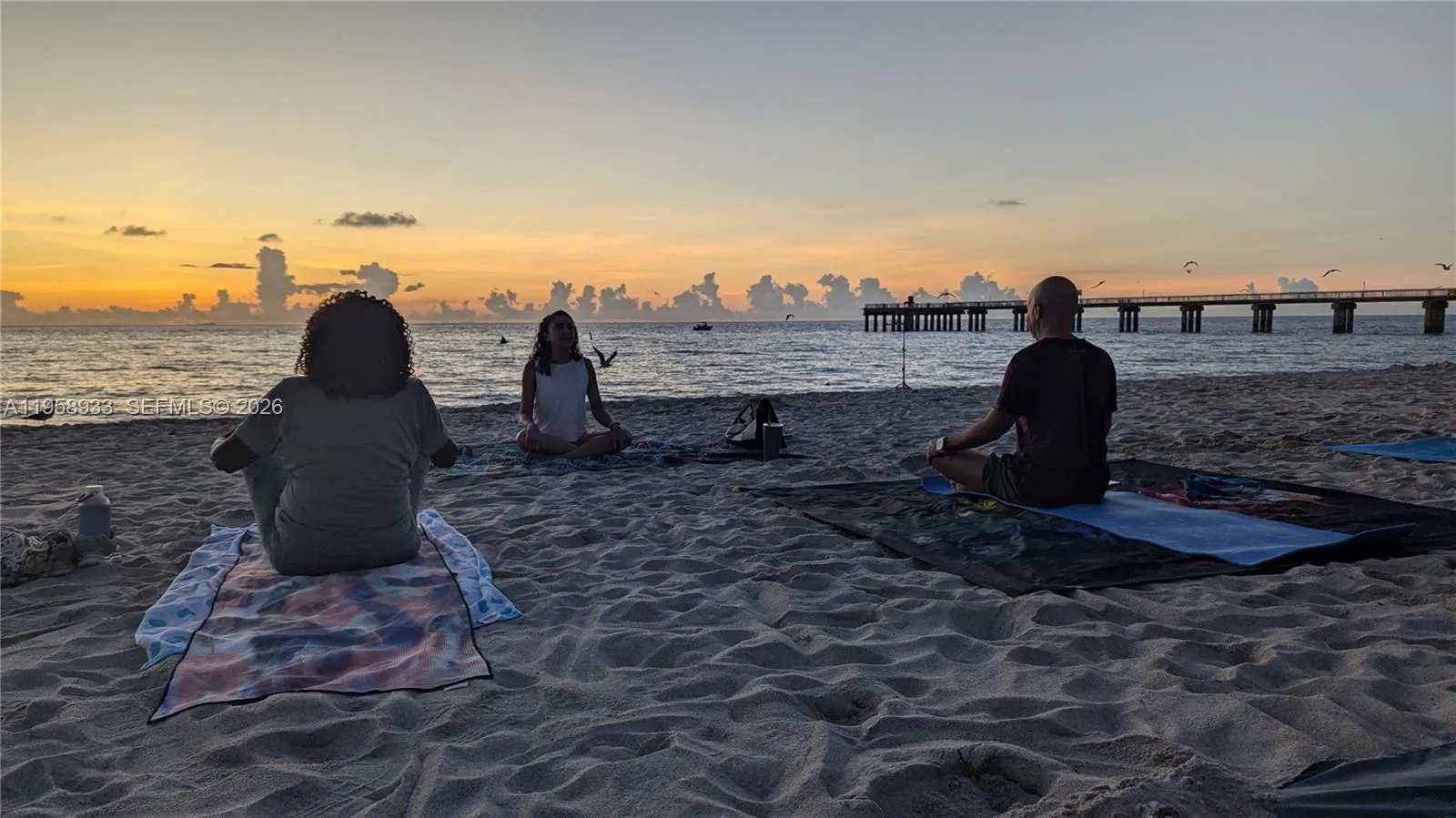 yoga at the beach, just across the street.