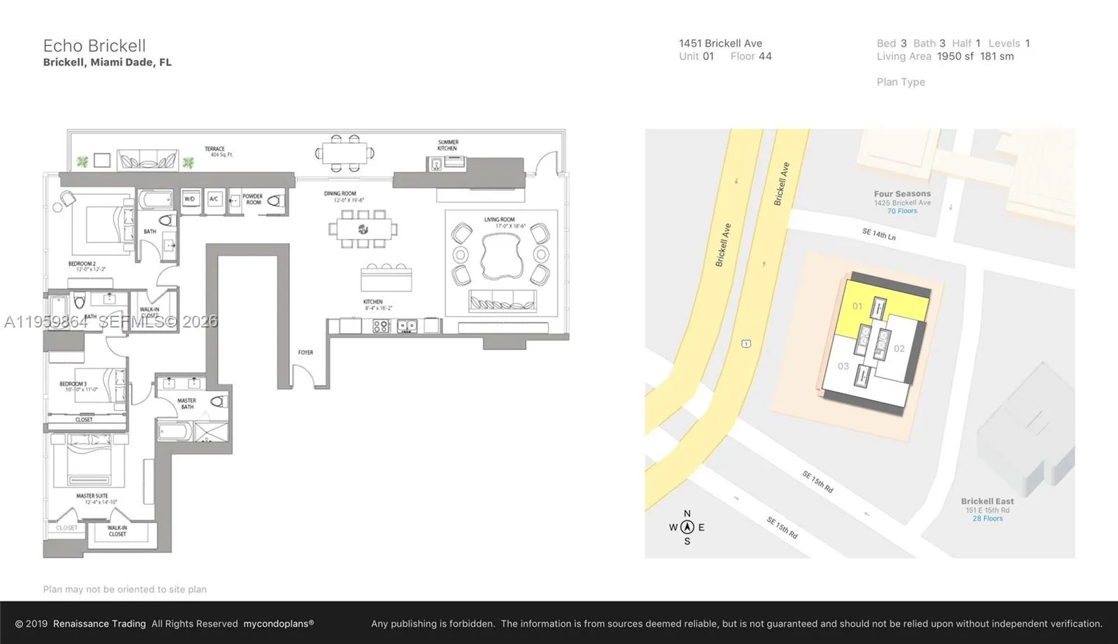 1451 Brickell Ave 4401, Miami, Florida 33131, Miami, Florida 33131, 3 Bedrooms Bedrooms, ,3 BathroomsBathrooms,Residential,For Sale,1451 Brickell Ave 4401, Miami, Florida 33131,A11959864