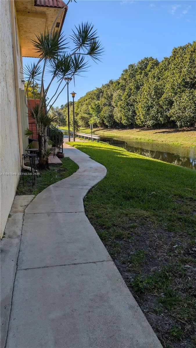 Side patio facing parking lot