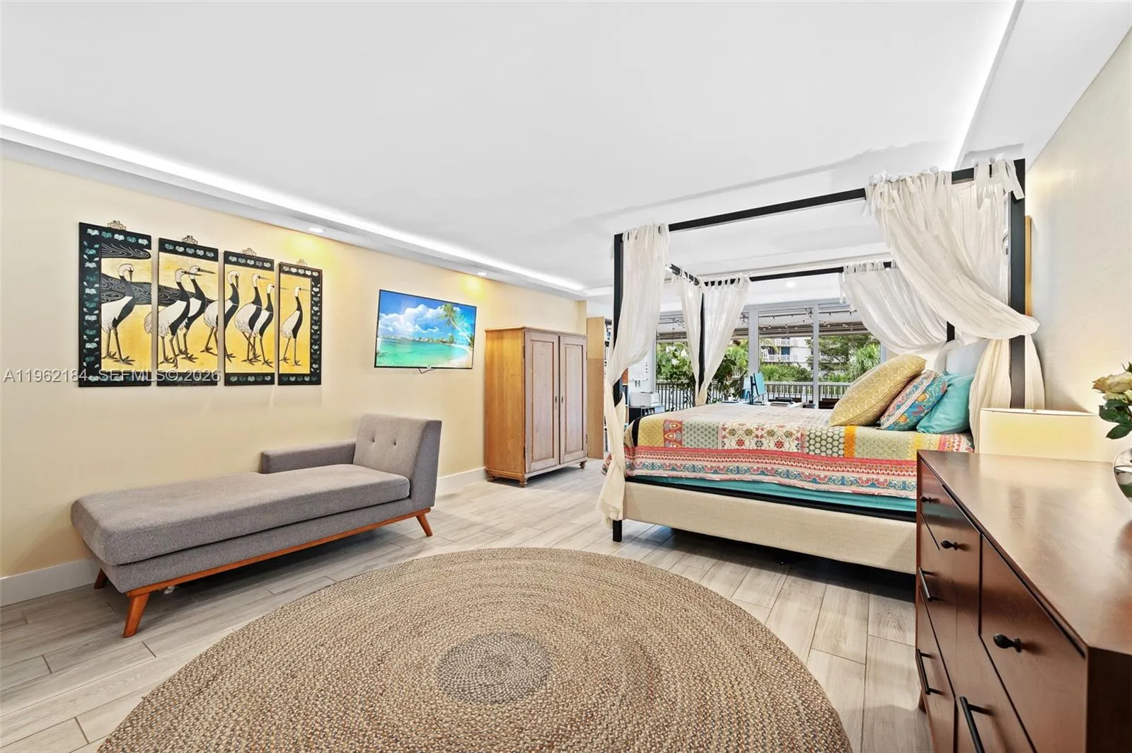 with Sitting Area, Office and View of Patio