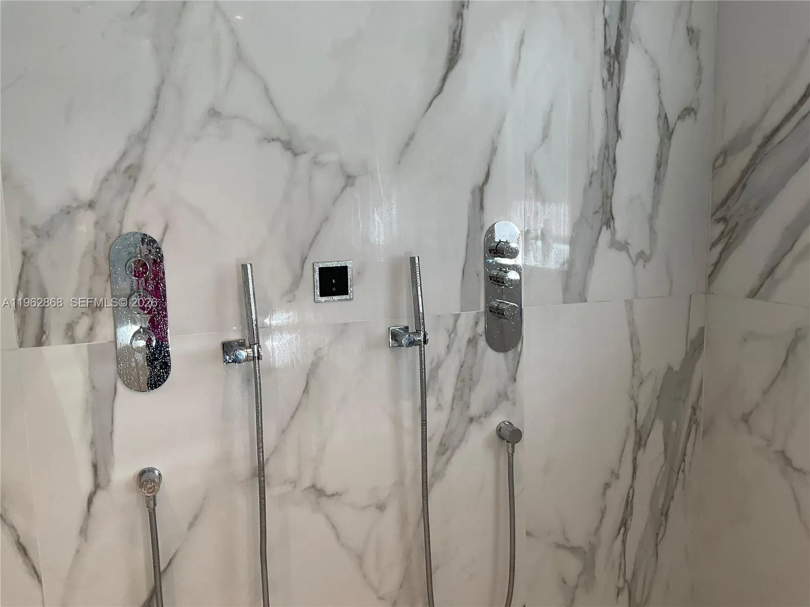 Primary bath shower with rain bath and steam