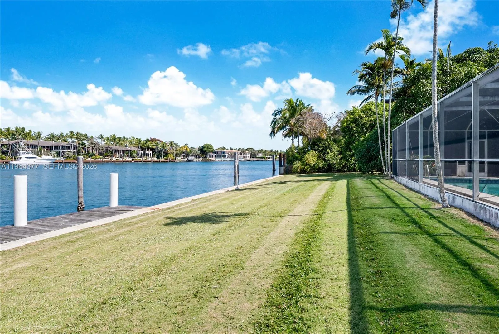 Views of the compound across the lagoon (which is on the market for $175 million)