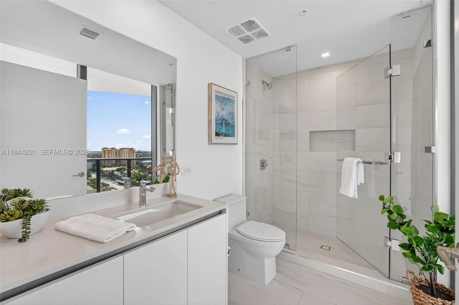 Guest Bathroom #2 with shower w/ frameless glass enclosure