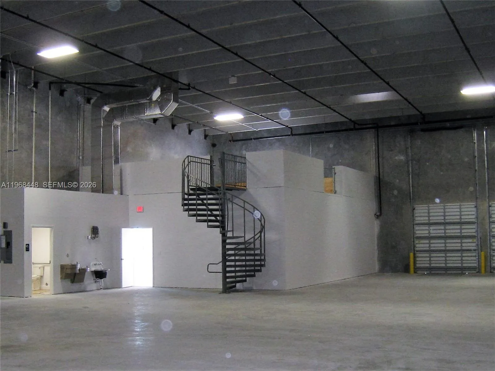 Interior warehouse space with mezzannine