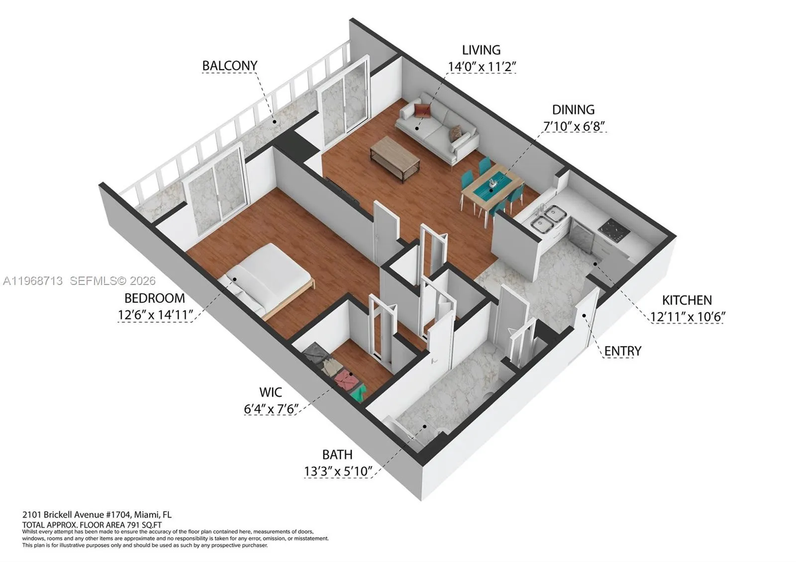 2101 Brickell Ave 1704, Miami, Florida 33129, Miami, Florida 33129, 1 Bedroom Bedrooms, ,1 BathroomBathrooms,Residential Lease,For Rent,2101 Brickell Ave 1704, Miami, Florida 33129,A11968713