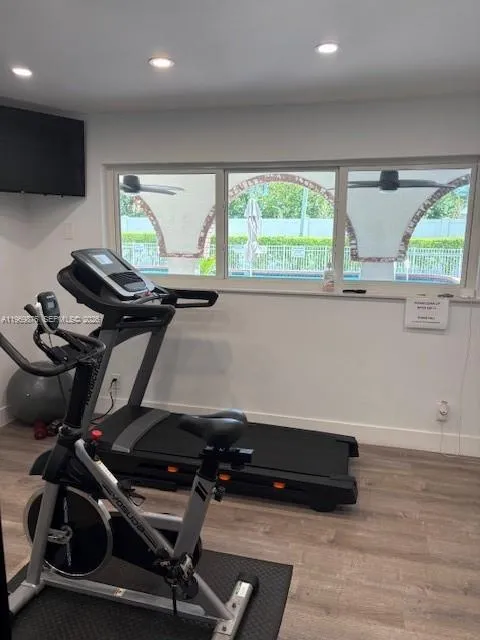 With view of the pool area