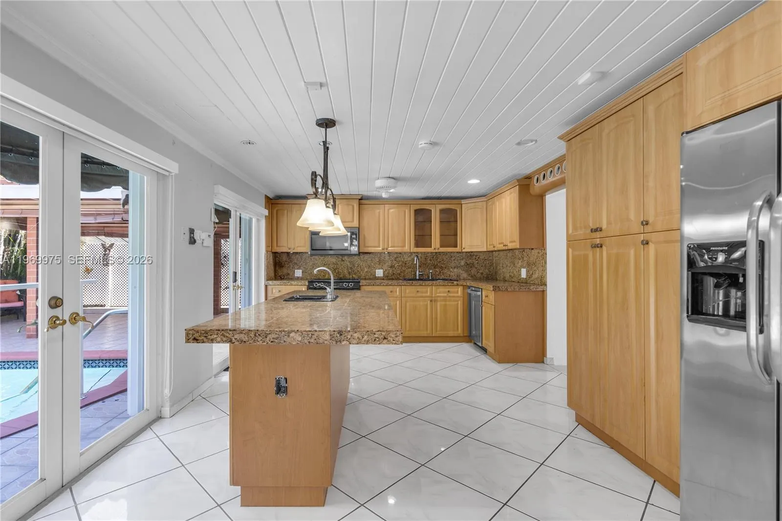 Kitchen overlooking the pool.