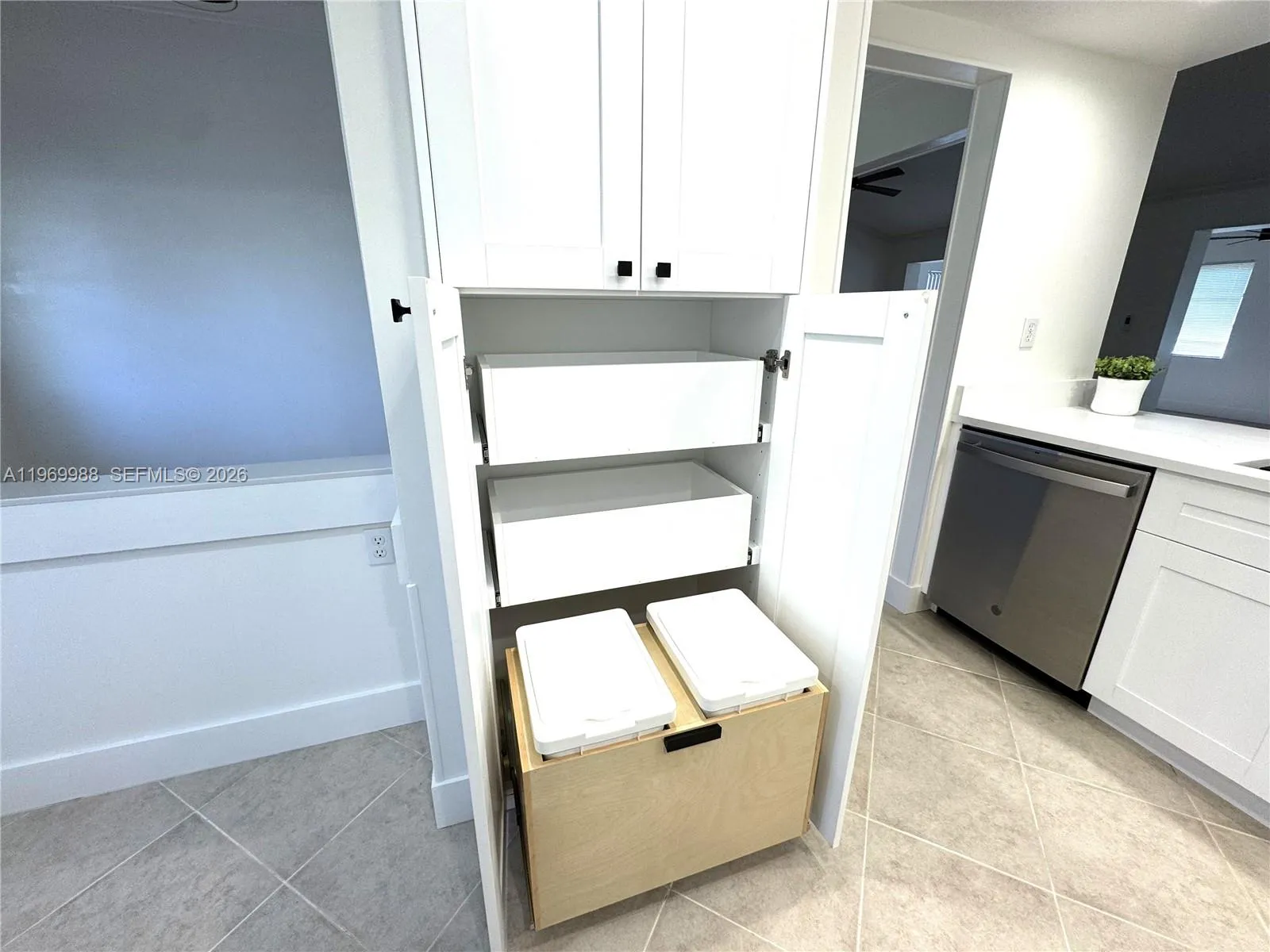 Built in garbage cans