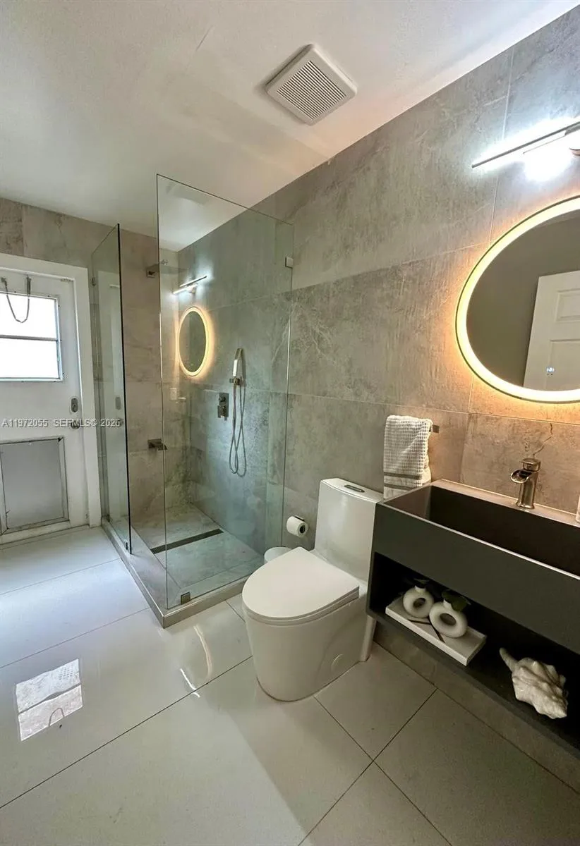 Ground level bathroom