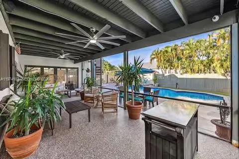 Poolside patio paradise with terrazzo floors!