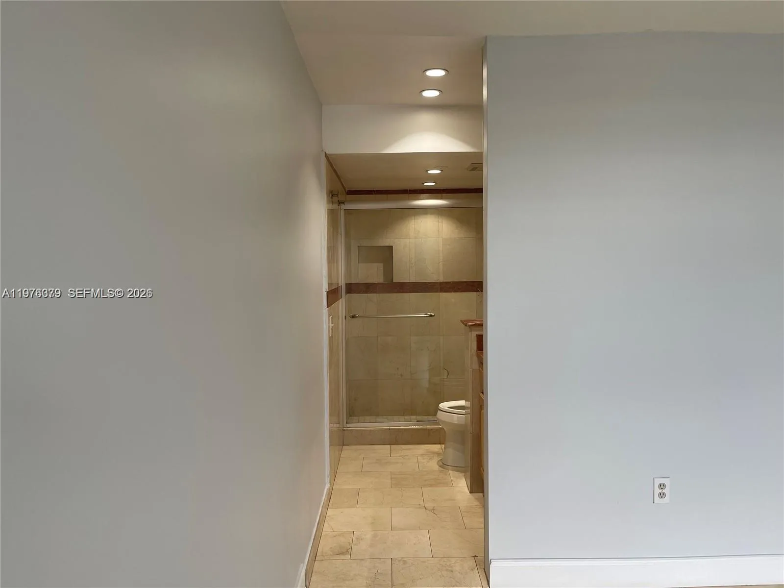 Master bathroom entry / Sliding bar door was installed